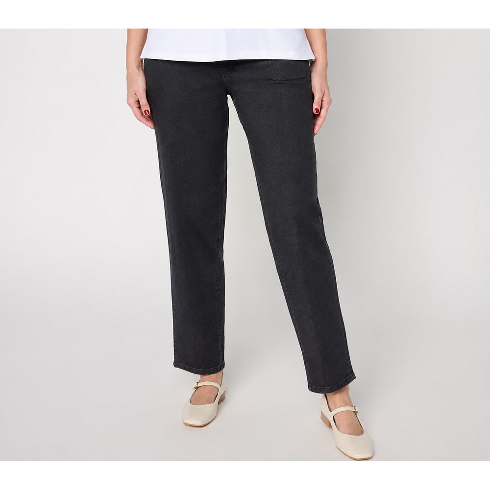 Denim & Co. Original Waist Stretch Regular Side Pocket Pants Black, X-Large